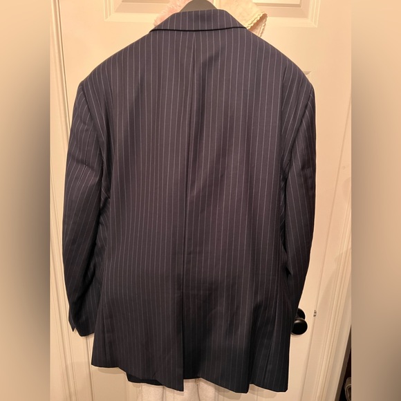 Blue pinstripe Lauren by Ralph Lauren suit, 52R jacket, 44/30 pant. - Picture 2 of 4
